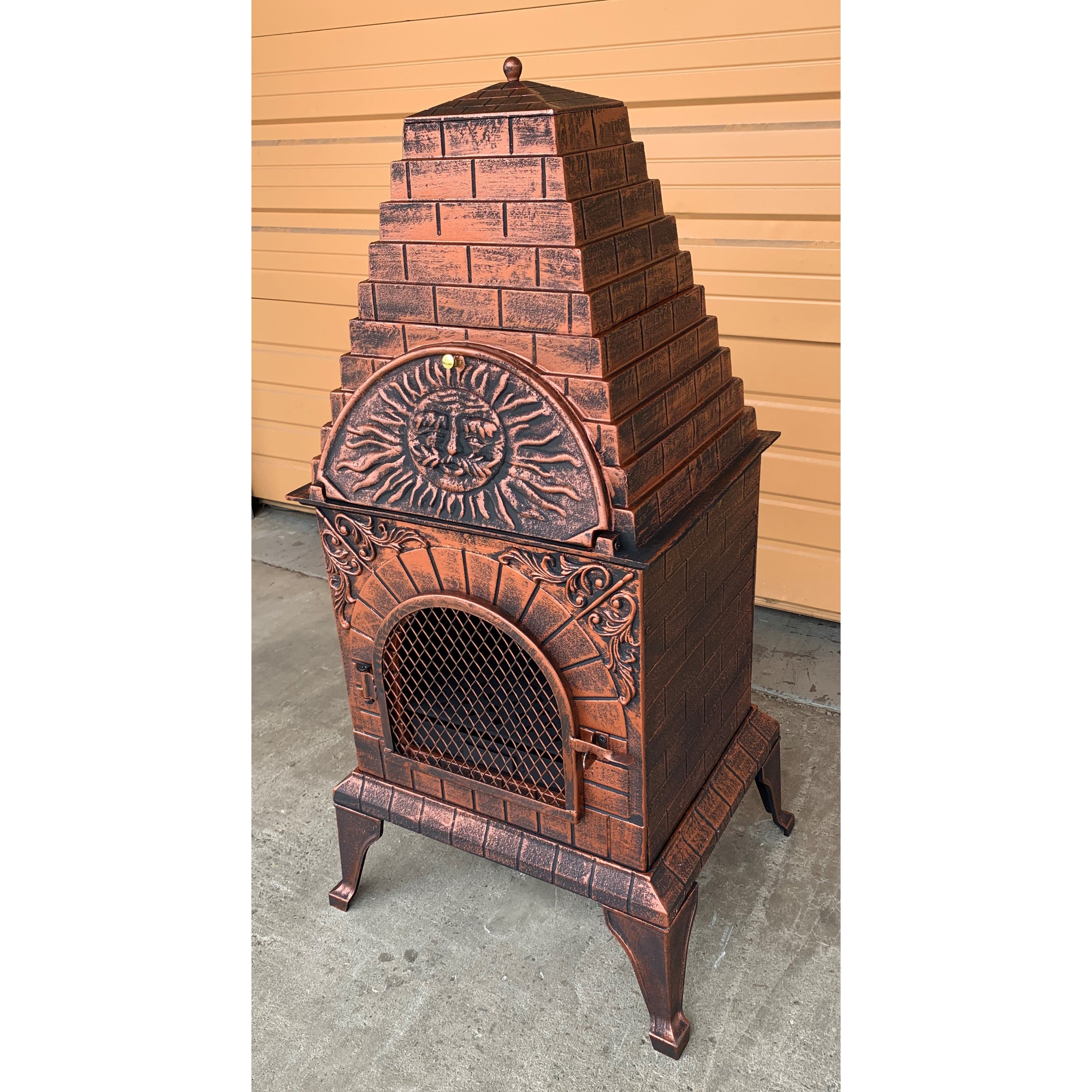 Aztec Allure Cast Iron Chiminea Pizza Oven, Grill, Fire Pit DM0039IA